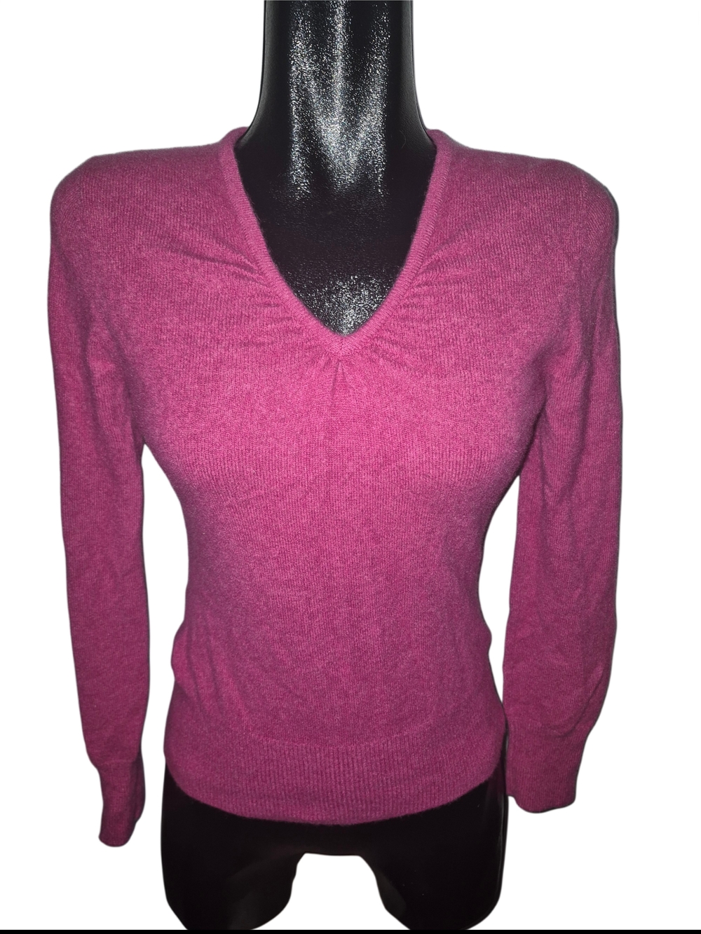 Apt 9 Women's 100% Cashmere Ruched V-Neck Dark Pink Light Sweater Size M